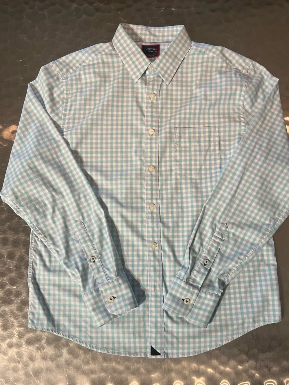 UNTUCKit Blue Gingham Long Sleeve Button Down Shirt Medium